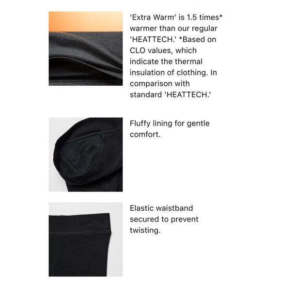 NWT UNIQLO HEATTECH Extra Warm Black Pile Lined Leggings Girls 13/14 Winter - Picture 2 of 4